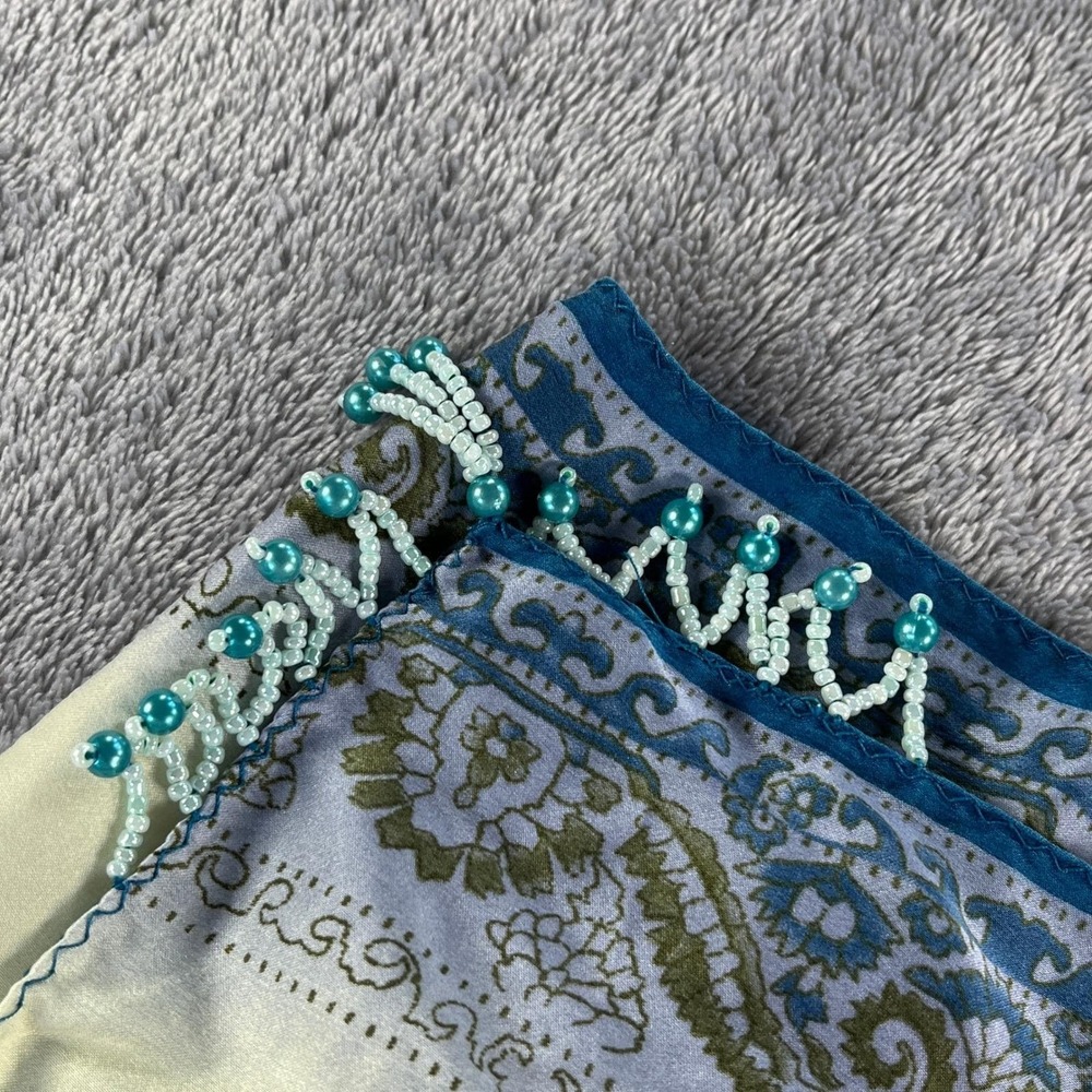 Vintage 1999 Victoria's Secret Silk Sarong Blue Ombre Paisley Coastal Coverup - Picture 9 of 10